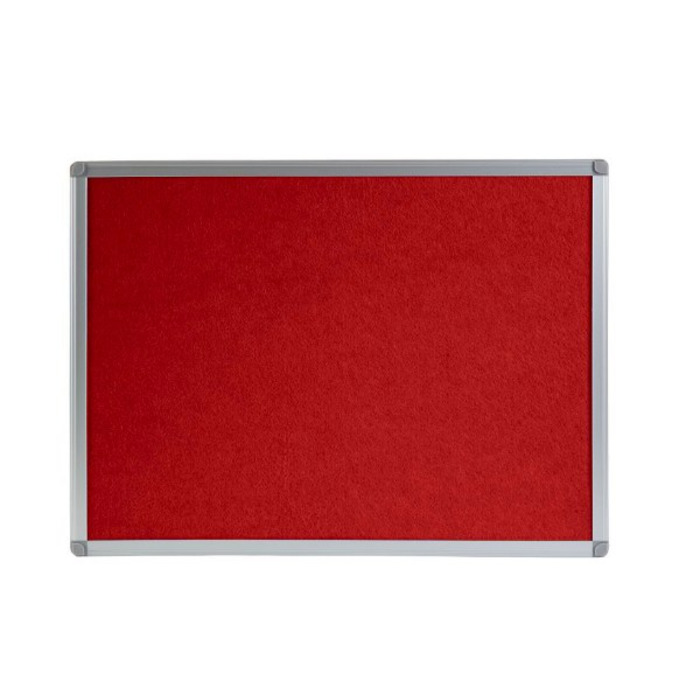Boards Direct Felt Noticeboard Aluminium Frame 600 x 450mm RED