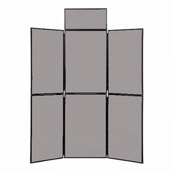 6 Panel Folding Display Stand Black Frame/Grey Fabric