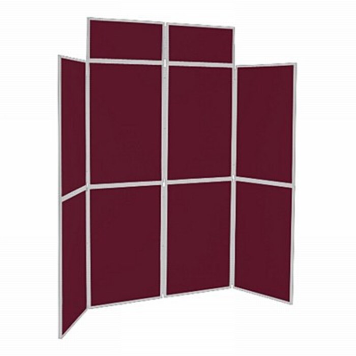 8 Panel Folding Display Stand Grey Frame/Wine Fabric