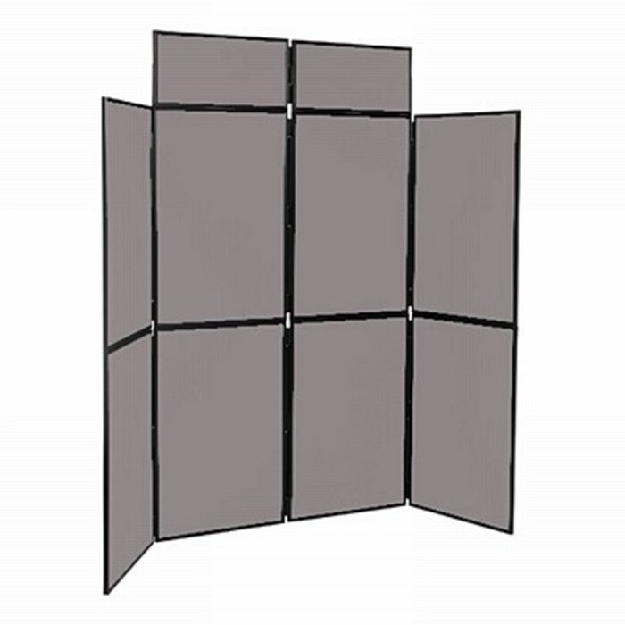 8 Panel Folding Display Stand Black Frame/Grey Fabric