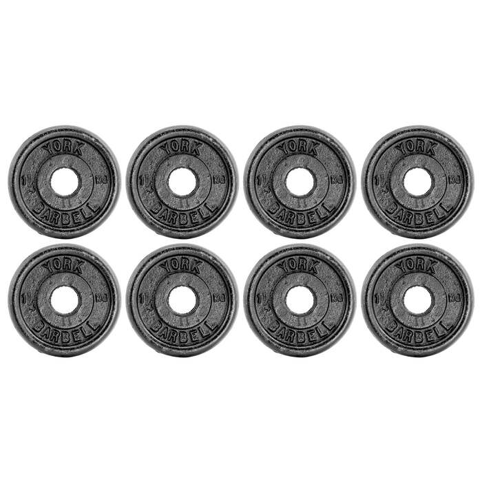 York 8x 1. 25kg Black Cast Iron 1Inch Plates