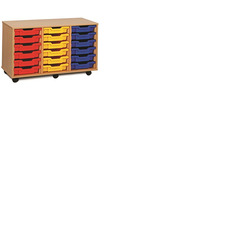 18 Shallow Tray Unit Beech Finish All Red Trays