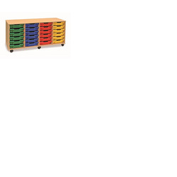 24 (6x4) Shallow Tray Unit Beech Finish All Yellow Trays