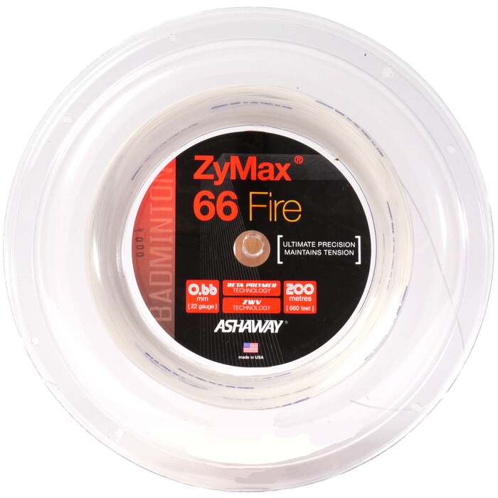 Ashaway Zymax 66 Fire Badminton String - 200m Reel