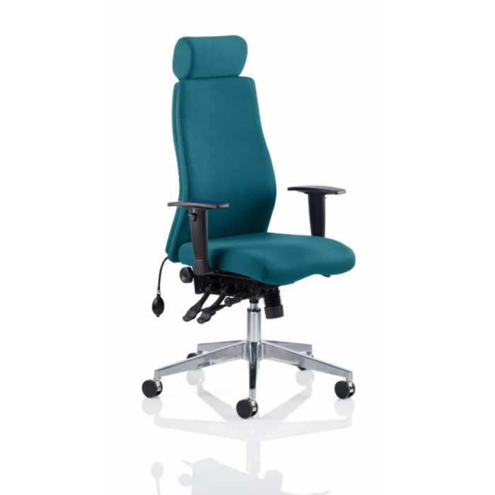 Onyx Posture Chair with Headrest Maringa Teal Fabric
