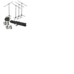 Set of 4 Microphones, Stands, Leads and Bags For Speech & Vocals