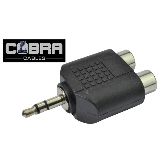 Dual Phono/RCA Socket to 3. 5mm Jack Plug - Connect Audio to Laptops, Phones