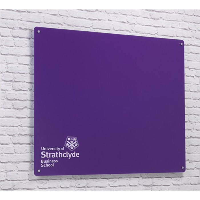 Magnetic Glass Board with your Logo 1000 x 650mm Purple