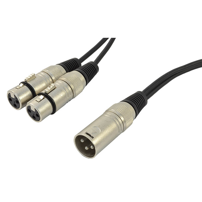 XLR Male To Two XLR Female Splitter Cable - Lead Length 1. 5m
