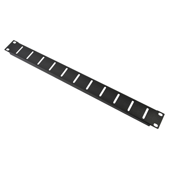 19" 1U Air Vent Rack Panel with Black Finish & Strengthening Flange