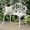 White Tulip Cast Aluminium Metal Garden & Patio Bench