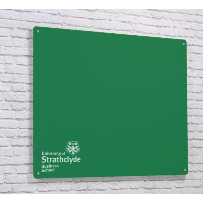 Magnetic Glass Board with your Logo 1200 x 1200mm Green