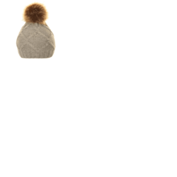 Ladies Michy Cable Knit Bobble Hat Fuax Poms