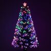 Green Fibre Optic Christmas Tree 2ft to 6ft with Red Berries and Multi Coloured Lights, 6ft