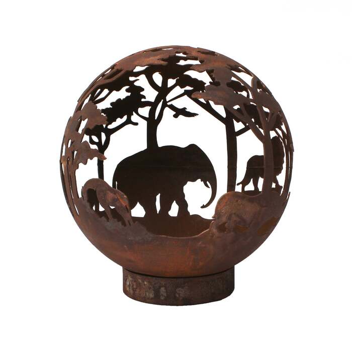 Garden Fire Ball 50cm Safari Design with Rust Finish