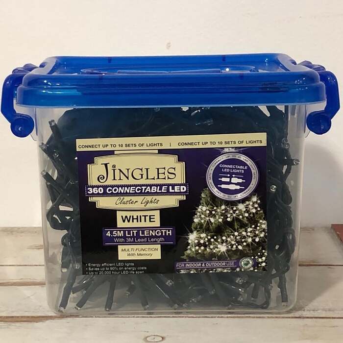 360 Multi Function LED Bright White Connectable Christmas Lights by Jingles