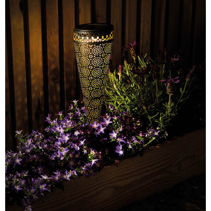 Solar Powered LED Garden Torch Light with Flower Pattern- Pack of 13