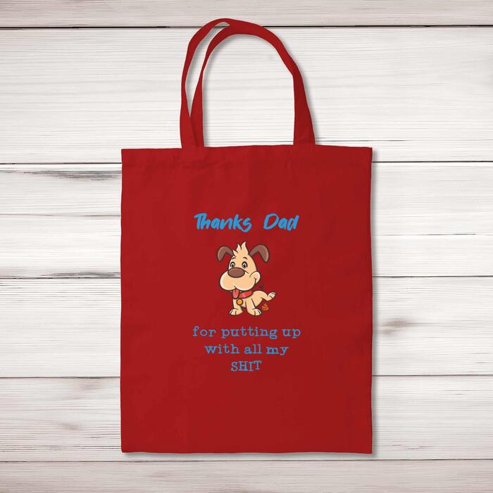 Thanks Dad - All My Shit Tote Bag - Red, One