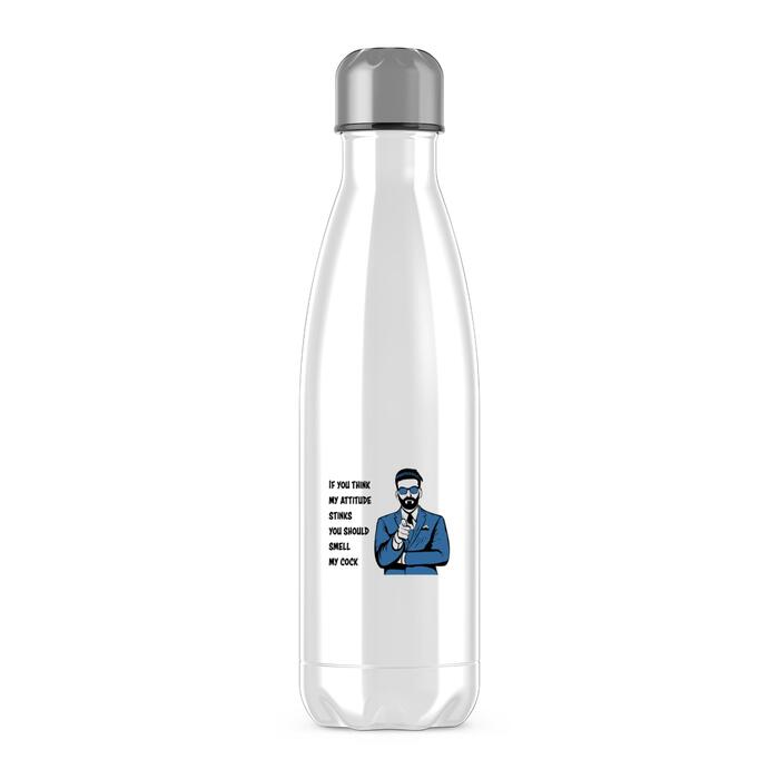 Attitude Stinks Smell My Cock Water Bottle - White, One