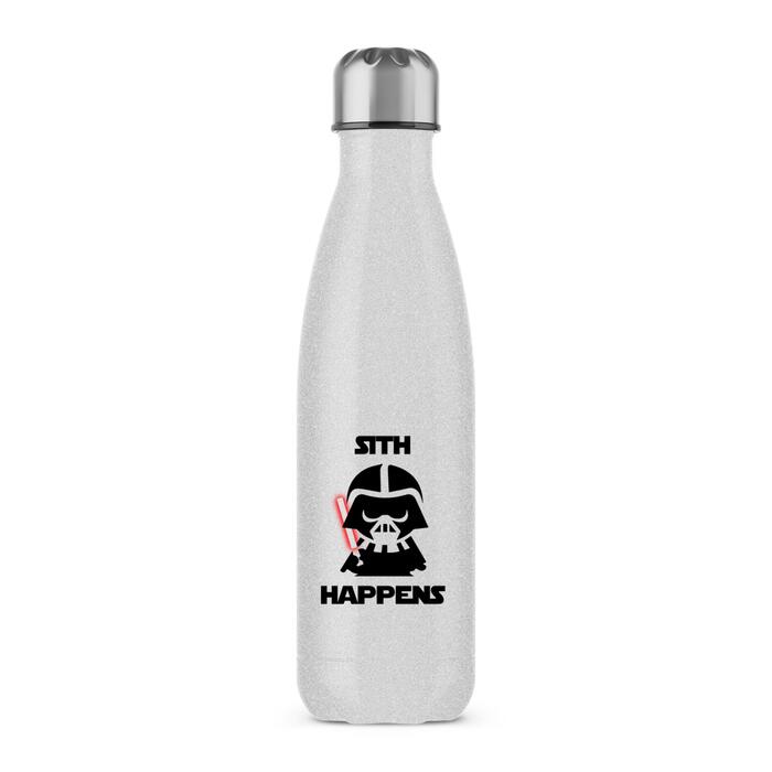 Sith Happens Water Bottle - Silver Glitter, One