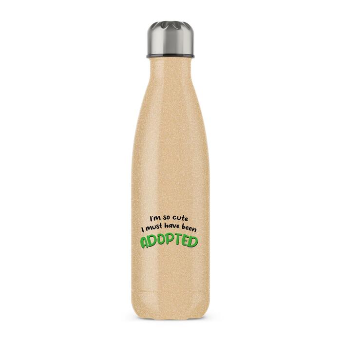 So Cute I'm Adopted Water Bottle - Gold Glitter, One