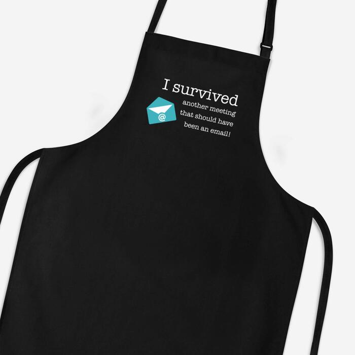 I Survived Another Meeting Apron - Black, One