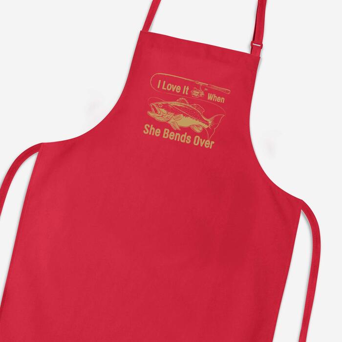I Love It When She Bends Over Apron - Red, One