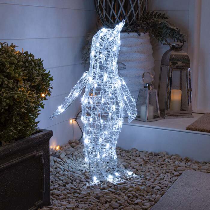 60cm Acrylic Outdoor Light Up Stargazing Christmas Penguin with 80 LEDS