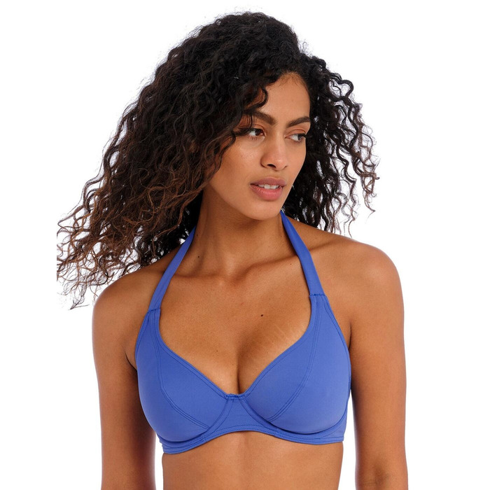 Freya Jewel Cove Underwired Halter Bikini Top - Plain Azure - 28GG