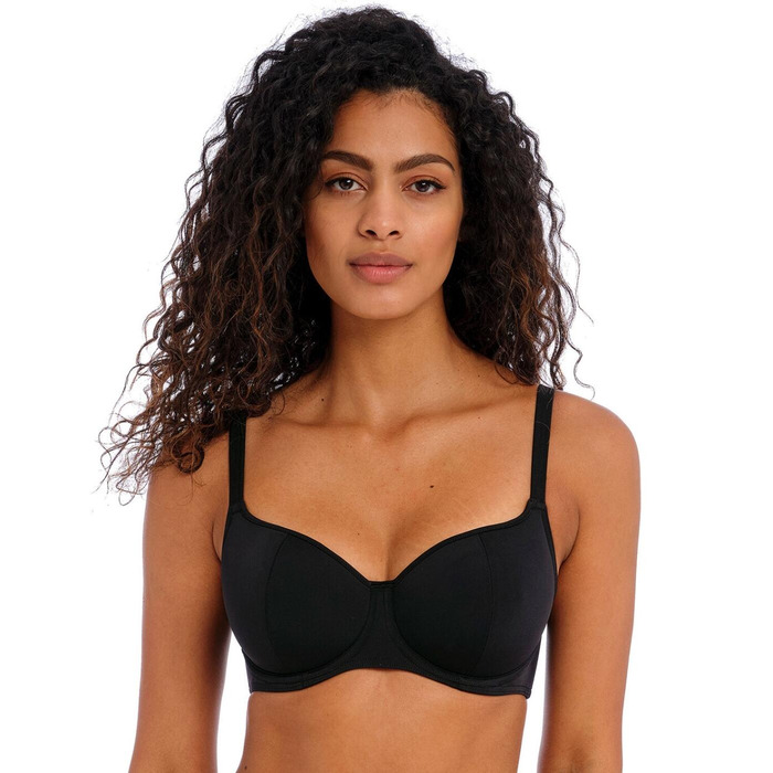 Freya Jewel Cove Underwired Sweetheart Bikini Top - Plain Black - 32G
