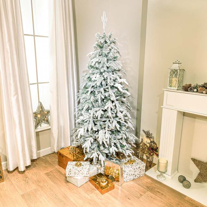 6ft - 7ft Frosted Mckinley Spruce Artificial PE Christmas Tree, 6ft