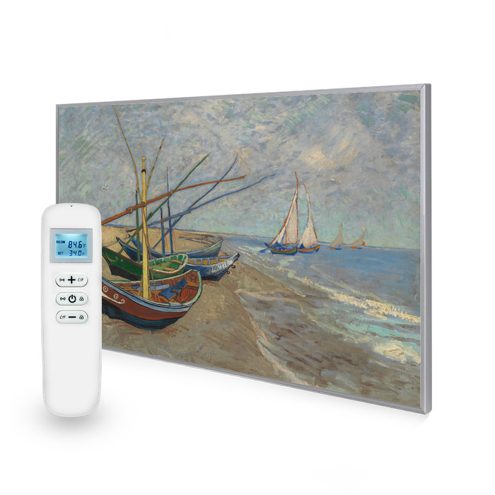 795x1195 Fishing Boats on the Beach at Saintes Maries Picture Nexus Wi-Fi Infrared Heating Panel 900W - Electric Wall Panel Heater