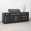 Draco Grills Fusion 6 Burner Black Outdoor Kitchen with Modular Side Burner and Sink, End of January 2026