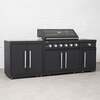 Draco Grills Fusion 6 Burner Black Outdoor Kitchen with Modular Side Burner and Double Cupboard, Mid February 2026