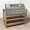 Draco Grills Teak Modular Outdoor Kitchen Barbecue Unit with 6 Burner Barbecue