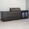Draco Grills 6 Burner BBQ Black Stainless Steel Modular Outdoor Kitchen with Double Fridge & Double Cabinet, Without Side Panels