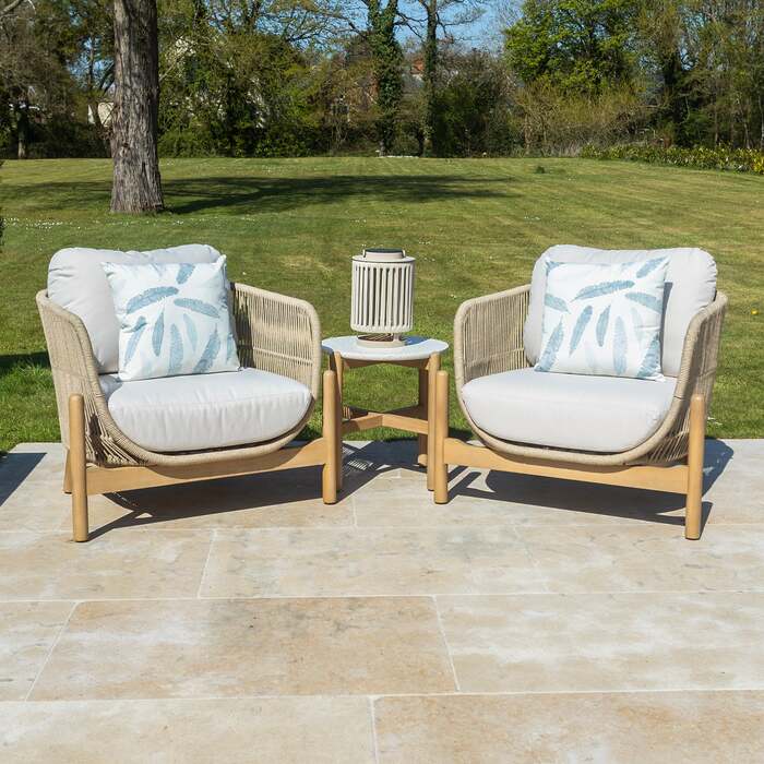 Bracken Outdoors Hampton Acacia Wood and Rope Duo Lounge Chair and Side Table Garden Furniture Set, Mid March 2026