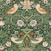 William Morris At Home Strawberry Thief Wallpaper Rich Green 124234
