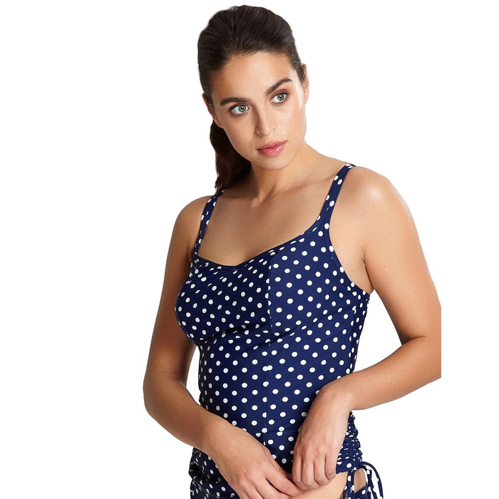 Panache Anya Spot Tankini Top - Navy/Ivory - 32F