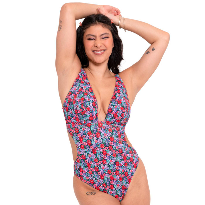 Curvy Kate Kitsch Kate Plunge Swimsuit - Floral Print - 38F/FF