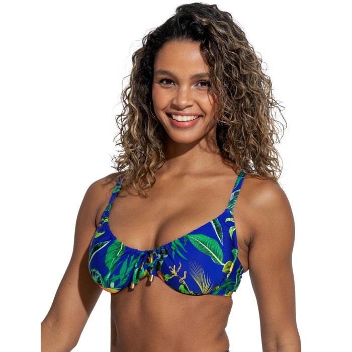 Pour Moi Santa Cruz Underwired Bikini Top - Blue Tropical - 32FF