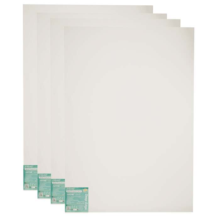 EXERZ 90x120cm Framed Canvas Deep Edge 3. 8cm/ 380GSM/ Stretched Canvas 100% Cotton - 4pk