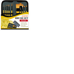 Exerz Artist Acrylic Paint Brush Set 10 pcs Synthetic Hair in a Case- Acrylic