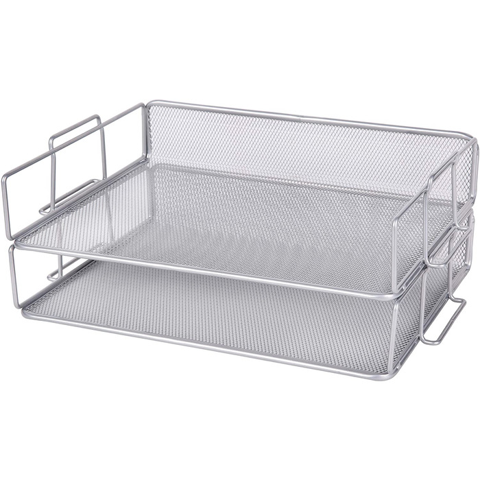 Exerz Letter Trays 2pcs - Stackable Paper Sorter File Trays - Silver
