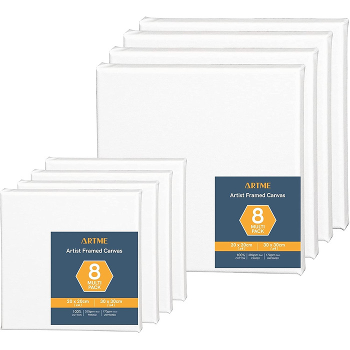 Artme Artist Framed Canvas 8pcs Mixed Size (24x30cm-4pk, 30x40cm-4pk)