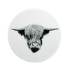 Nick Field Black & White Queenie The Highland Cow Coaster