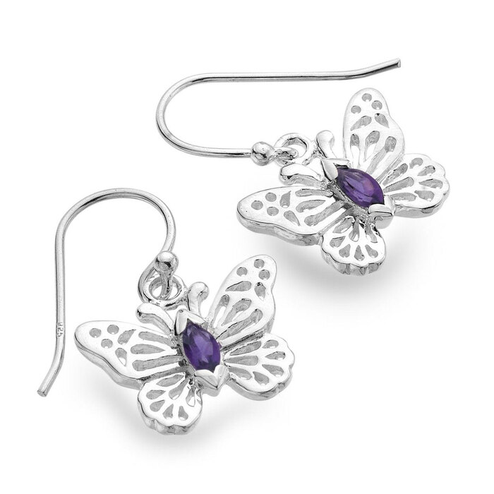 Sea Gems Butterfly Amethyst Earrings