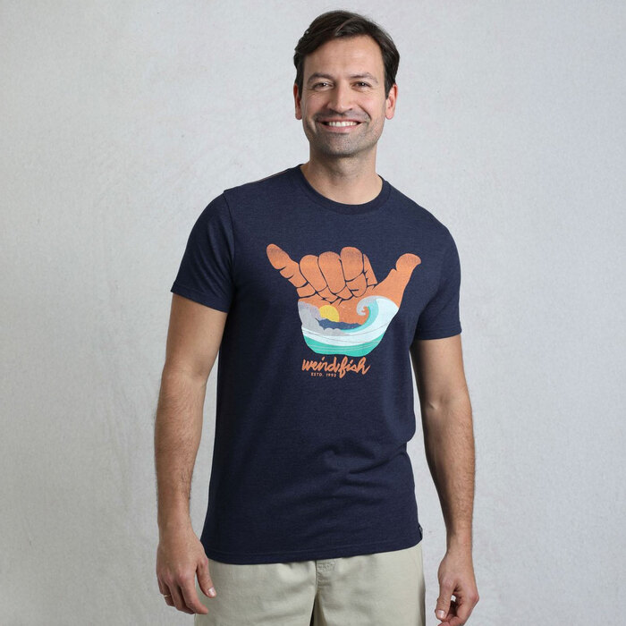 Weird Fish Hang Loose Eco Graphic T-Shirt Dark Blue S