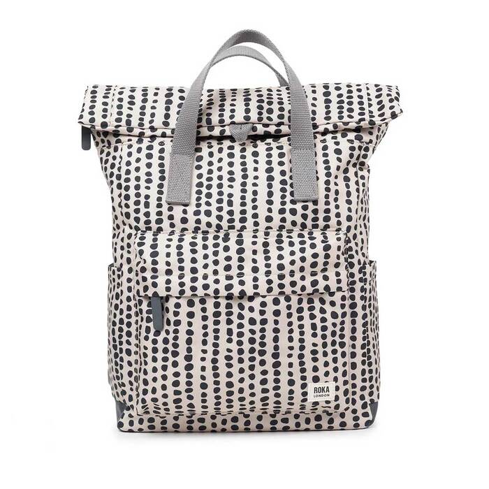 Roka London Canfield B Recycled Canvas Bag Linear Dot Medium