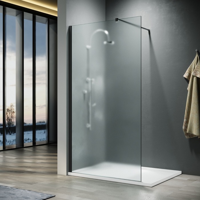 ELEGANT 900mm Walk-In Shower Panel Frosted Easy Clean Safety Glass 8mm Inside Easy Clean Nano Glass Shower Screen